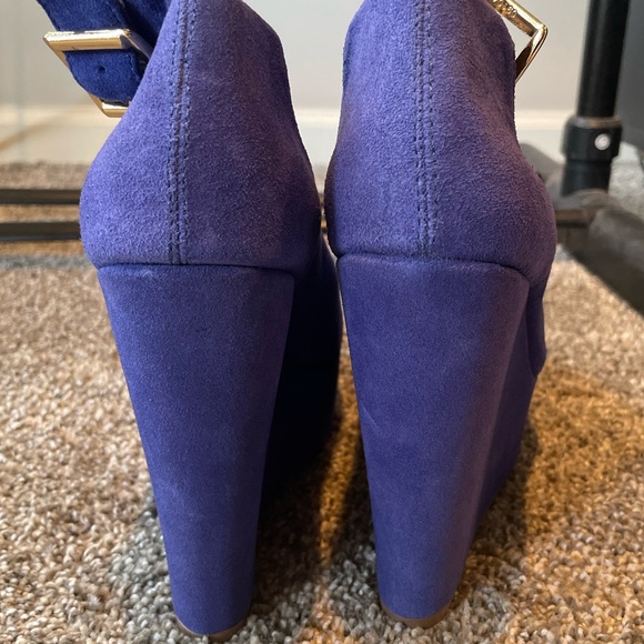 Steve Madden x LF tall blue suede wedges with ankle strap - Picture 2 of 5